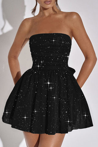 Strapless Bow-Back Mini Dress