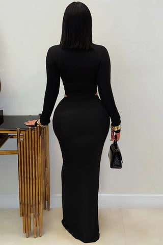 Elegant Long-Sleeve Cutout Dress
