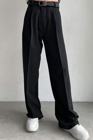 High-Waisted Tailored Casual Pants