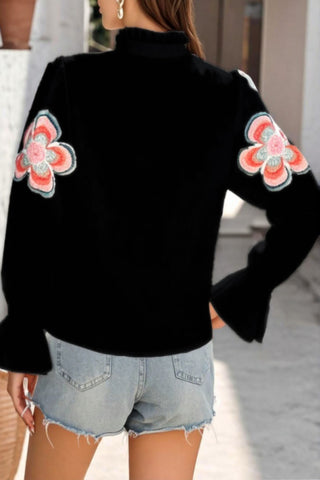 Ruffled Collar Floral Blouse