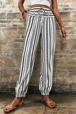 Boho Striped Print Casual Pants