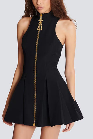 Zip-Front Casual Dress