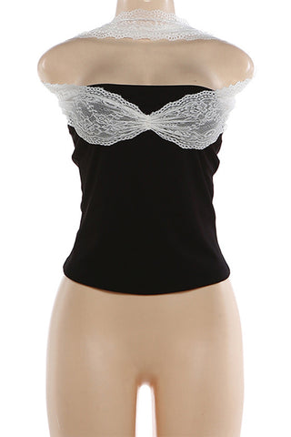 Lace-Detailed Halter Top