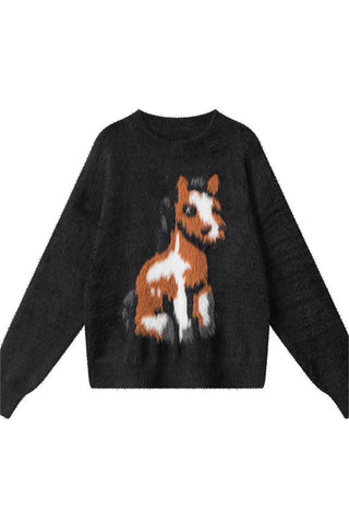 Playful Horse Pattern Sweater