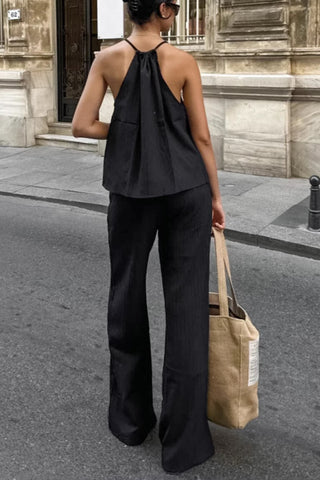 Drawstring Spaghetti Strap Pants Set