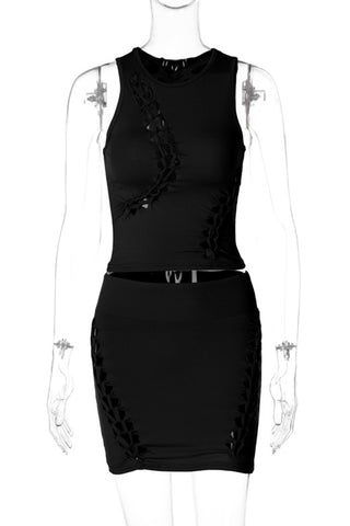Cutout Detail Skirt Set