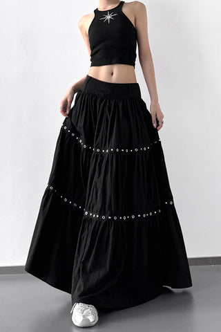 Tiered Maxi Skirt with Eyelet