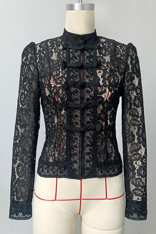 Elegant Lace Button-Down Blouse