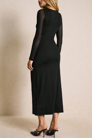 Ruched Waist Midi Dress with Slit