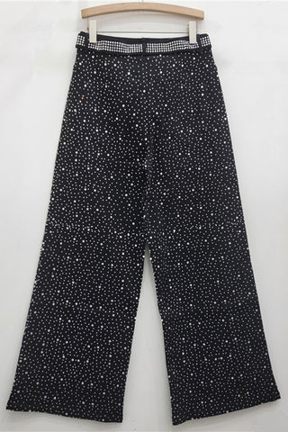 Rhinestone Straight-Leg Jeans with Belt