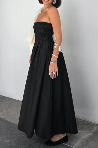 Strapless Maxi Dress with Flared Skirt