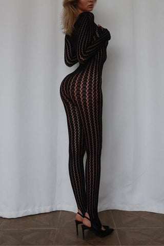 Elegant Lace Long-Sleeve Jumpsuit