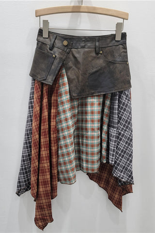 Asymmetrical Patchwork Midi Skirt