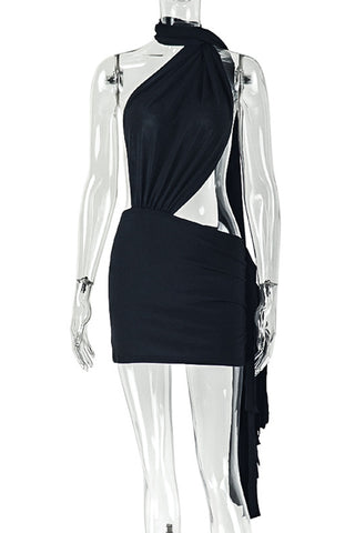 Halter Neck Mini Evening Dress