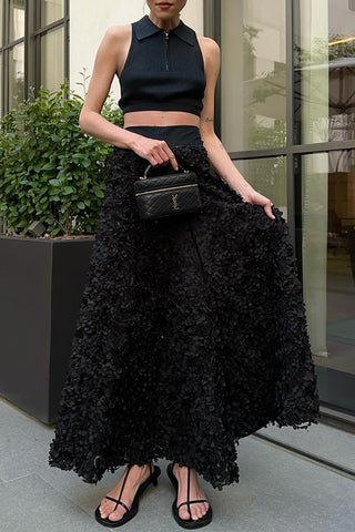 Elegant Textured Maxi Skirt