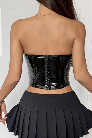 Strapless Buckle-Detail Corset Top