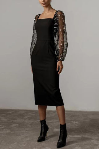 Elegant Square-Neck Casual Dress