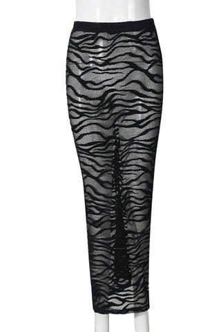 Textured Mesh Layered Casual Skirt