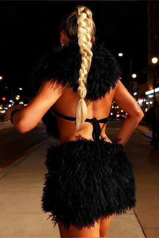 Fluffy Hooded Skirt Set