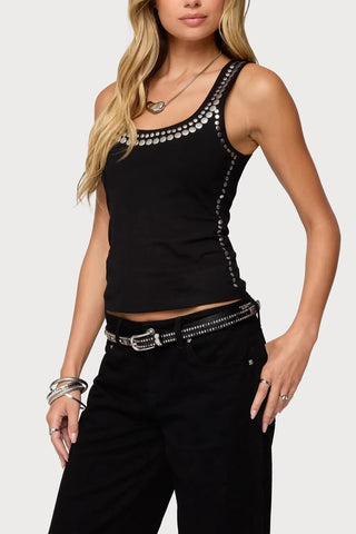 Studded Trim Tank Top