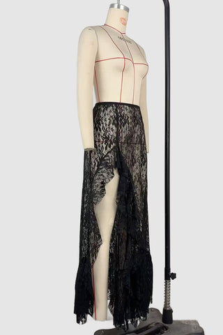 High-Slit Lace Casual Skirt