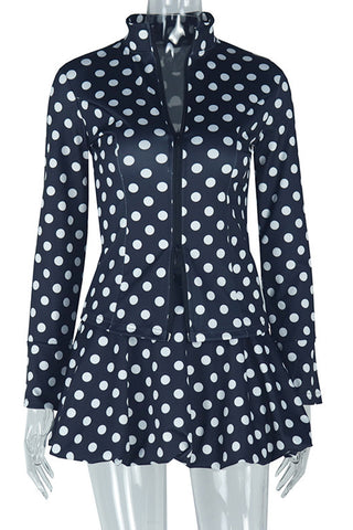 Polka Dot Zipper Skirt Set