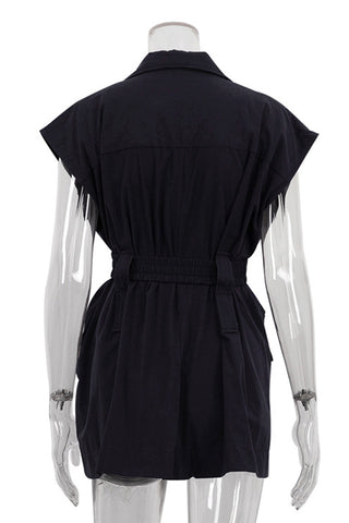 Belted Sleeveless Jacket