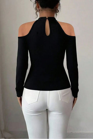 Elegant Lace Appliqué Cut-Out Blouse