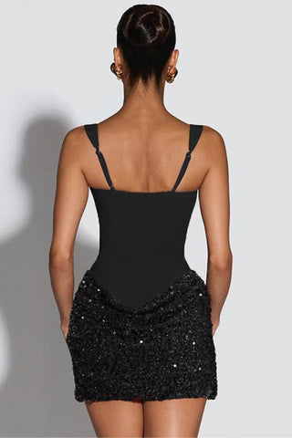 Sparkly Square-Neck Mini Dress