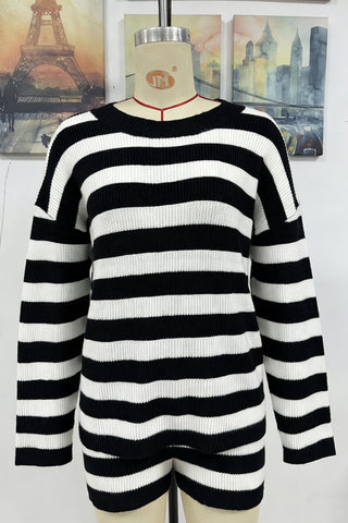 Striped Cozy Shorts Set