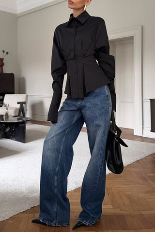Button-Up Long Sleeve Blouse