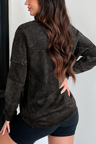 V-Neck Button-Accent Sweatshirt