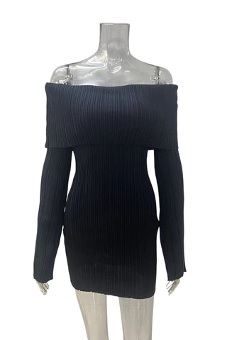 Off-Shoulder Ribbed Dress