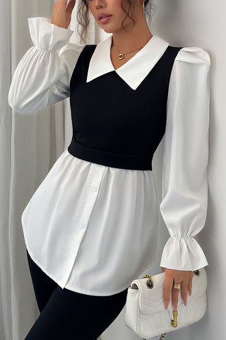Layered Collar Long Sleeve Shirt