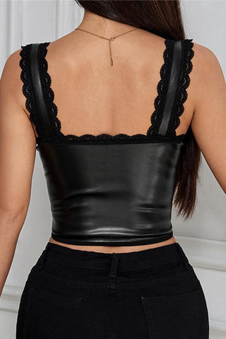 Lace Trimmed Hook-Eye Cami Top