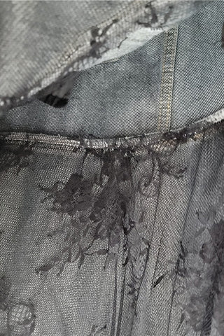 Asymmetric Denim Midi Skirt