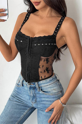Lace Trimmed Sheer Bustier Cami