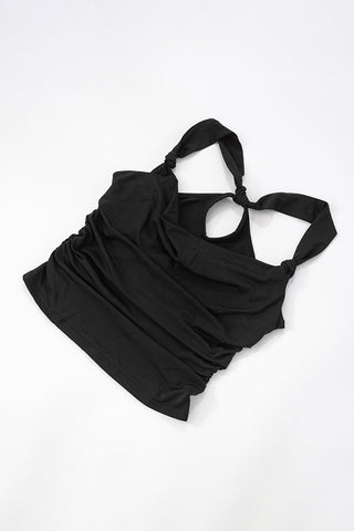 Knotted Shoulder Ruched Tank Top