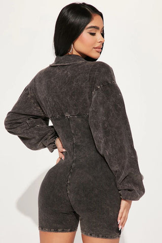 Stylish Denim Romper with Vintage Flair