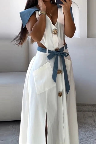 Button-Front Casual Midi Dress