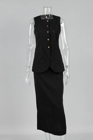 Button-Front Skirt Set