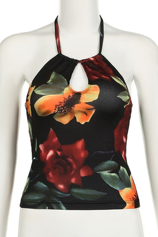 Halter Floral Print Cami Top