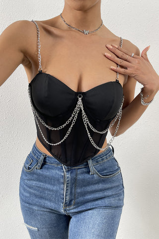 Chain Embellished Bustier Camisole