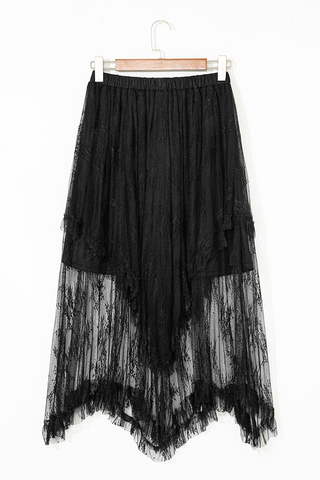 Asymmetric Mesh Midi Skirt
