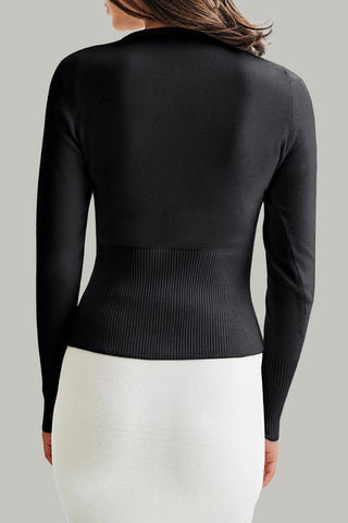 Chic Ribbed Cardigan with Long Sleeves