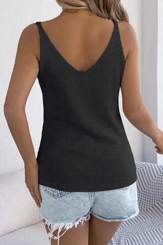 Button-Front Knit Tank Top