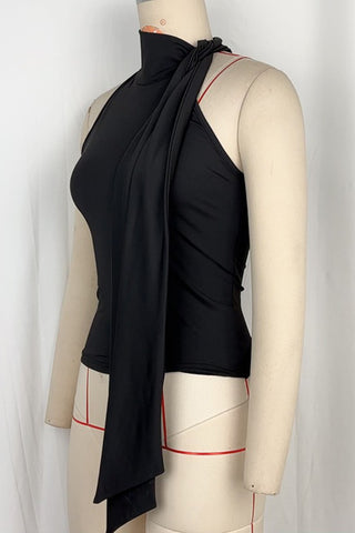 High Neck Tie Detail Tank Top