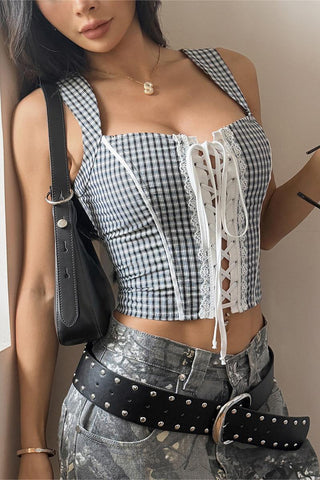 Lace-Up Corset Tank Top