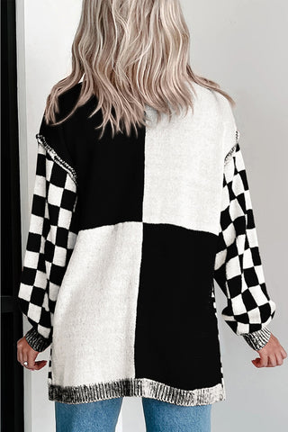 Checkerboard Knit Cardigan
