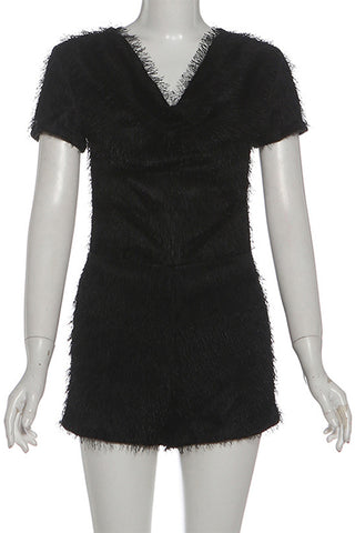 V-Neck Fringe Romper